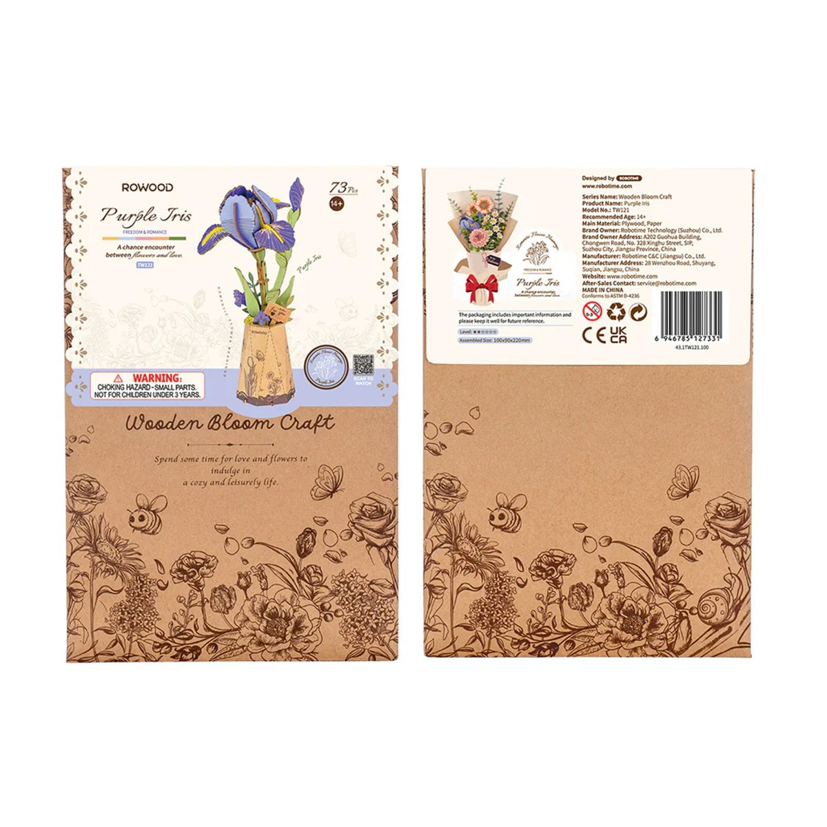 Purple Iris DIY Wooden Flower 3D Puzzle