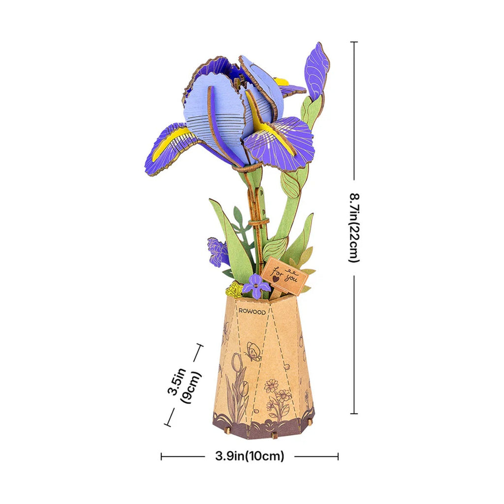 Purple Iris DIY Wooden Flower 3D Puzzle