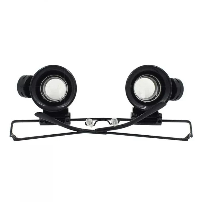 20X LED Lighted Eyeglass Loupe – Dual Magnifying Glasses, Hands-Free Magnifier with Adjustable Lens