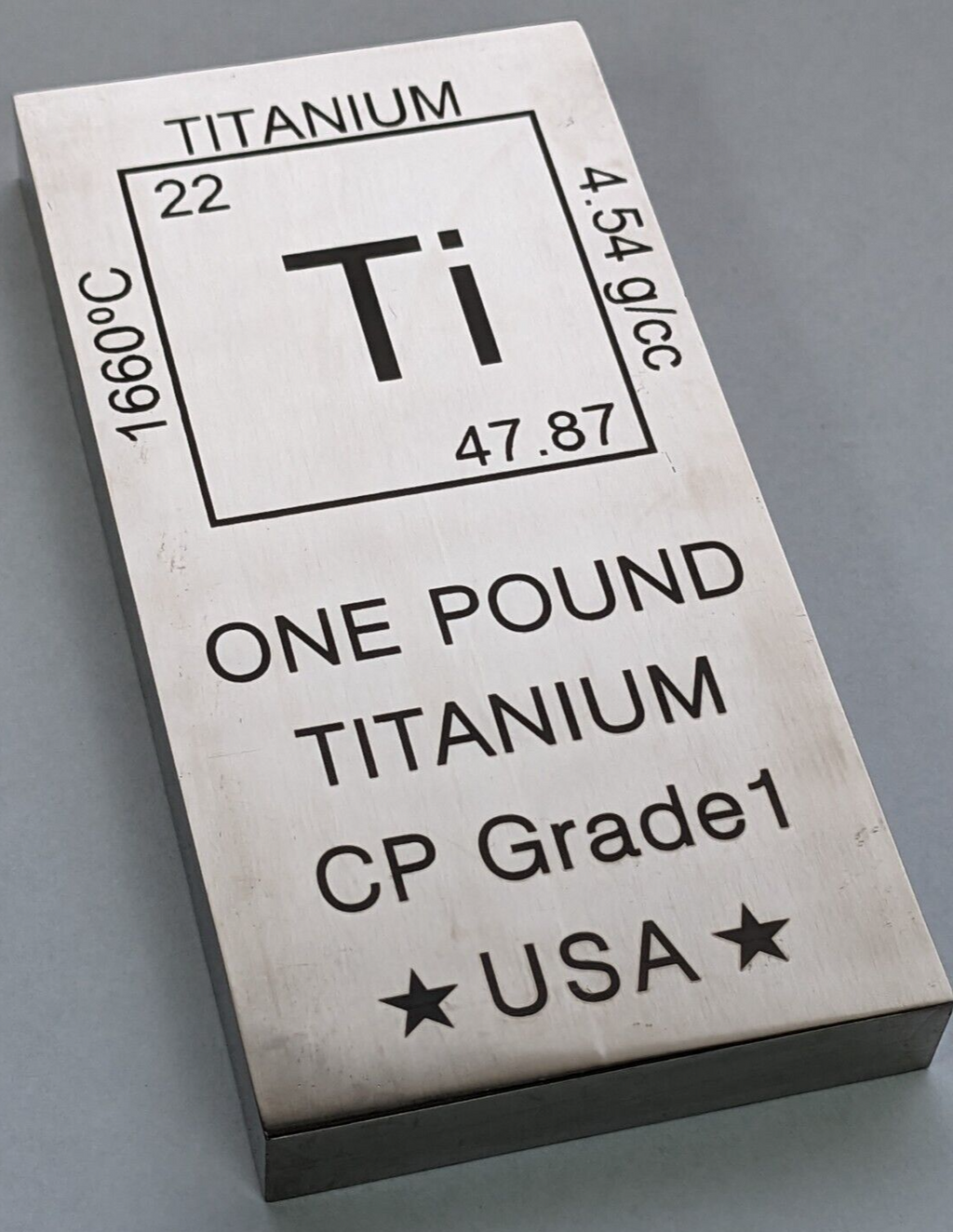 Titanium Bar - 1lb Laser Engraved .999 Pure Bar Chemistry Element Design Unique Rare Metal Gift for Teachers Students Paperweight
