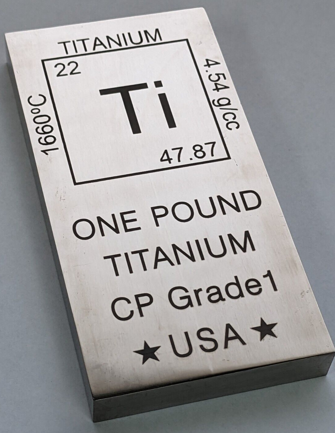 Titanium Bar - 1lb Laser Engraved .999 Pure Bar Chemistry Element Design Unique Rare Metal Gift for Teachers Students Paperweight