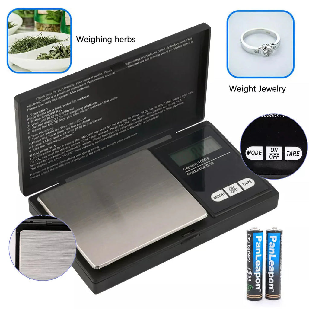DigiWeigh DW-1000BS Precision Digital Scale – 1000g x 0.1g | Troy, Gram, Ounce, Grain | For Jewelry, Coins, Reloading, Scrap Metals