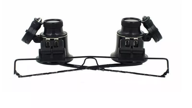 20X LED Lighted Eyeglass Loupe – Dual Magnifying Glasses, Hands-Free Magnifier with Adjustable Lens