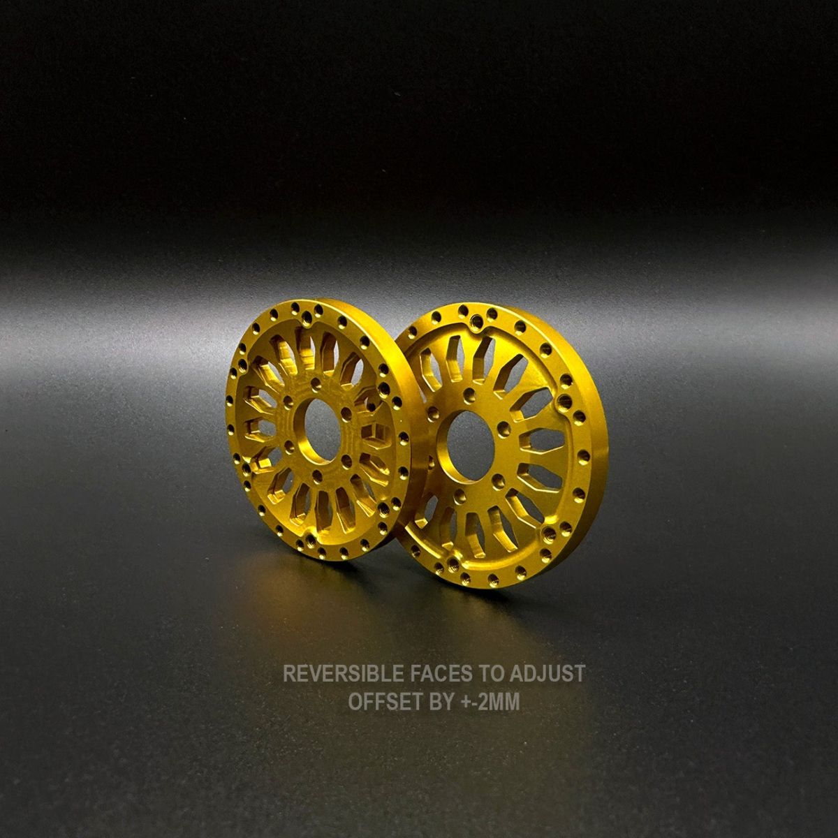 1.9 Gold "Shield" Aluminum Beadlock Wheels w/Hubs (2)