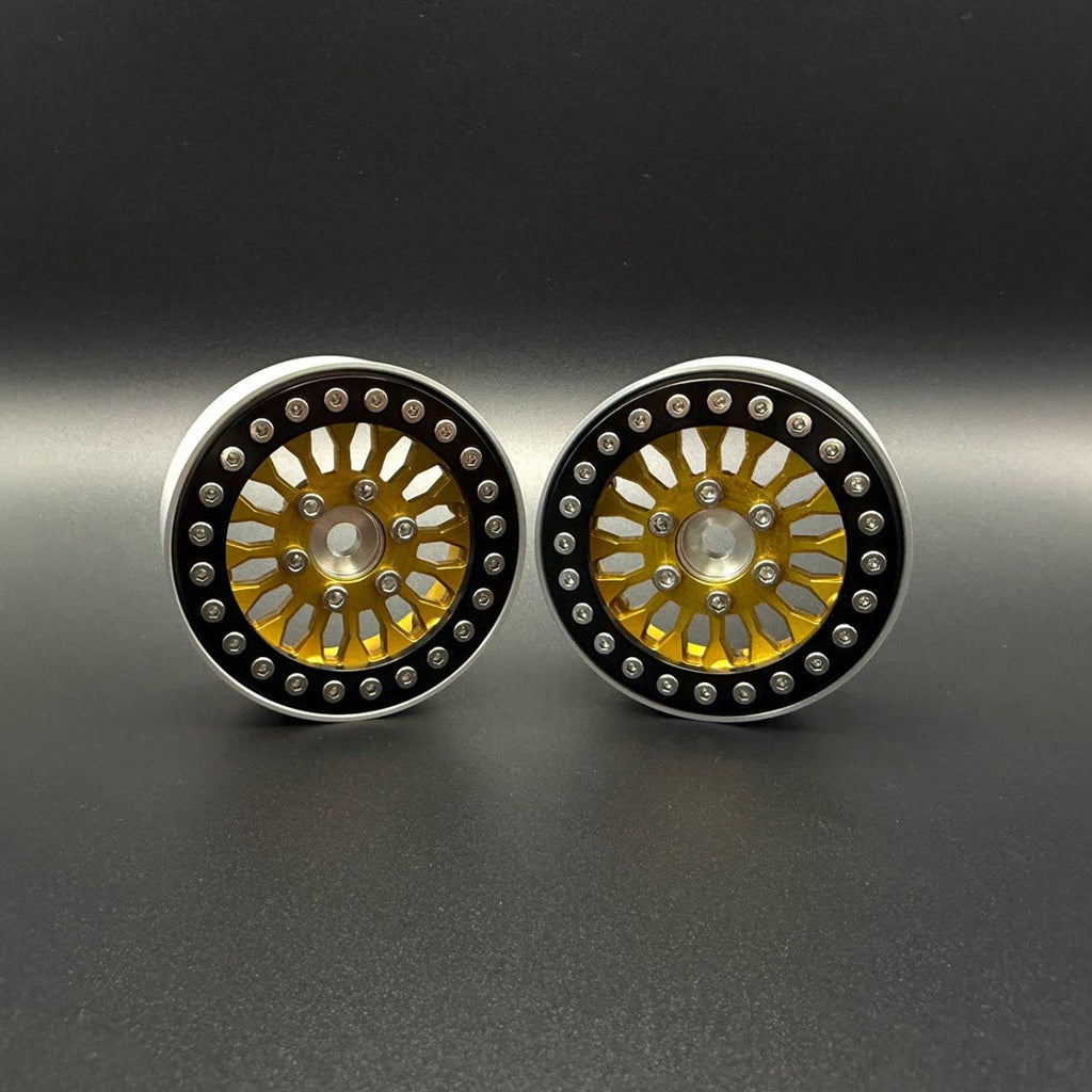 1.9 Gold "Shield" Aluminum Beadlock Wheels w/Hubs (2)