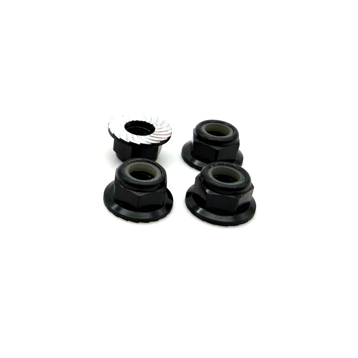 5mm Aluminum Flanged & Serated Lock Nut - Choose color