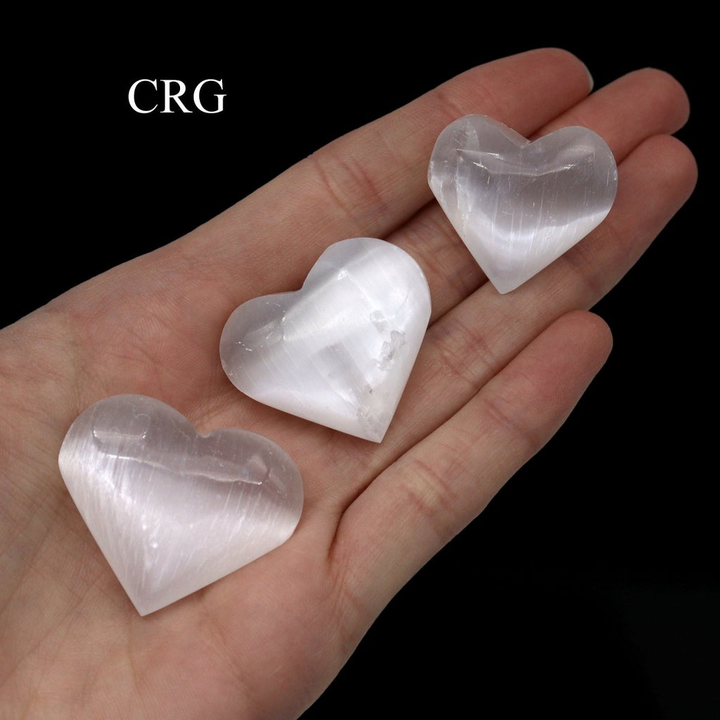 Selenite Pocket Hearts 20 to 30 mm (4 Pieces)