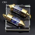 Lapis Lazuli Gemstone Chips in Gold-Plated Bottle Pendant (2 Pieces) Size 2.5 Inches