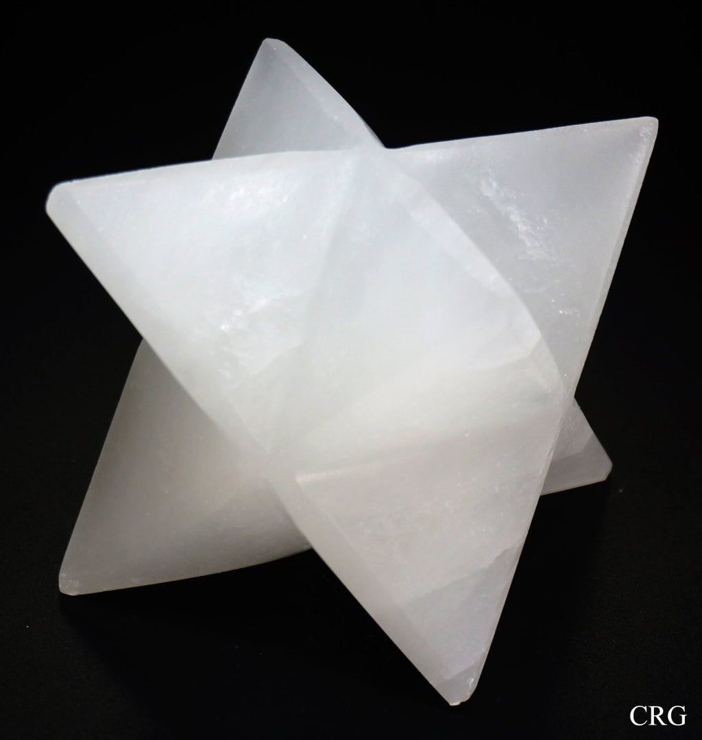 SET OF 8 - Large Selenite Merkaba Star / SOME IMPERFECTIONS / 4" AVG