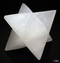 SET OF 8 - Large Selenite Merkaba Star / SOME IMPERFECTIONS / 4" AVG