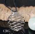 Silver Plated Round Spiral Cage Pendant (1.5 Inches) (5 Pieces)
