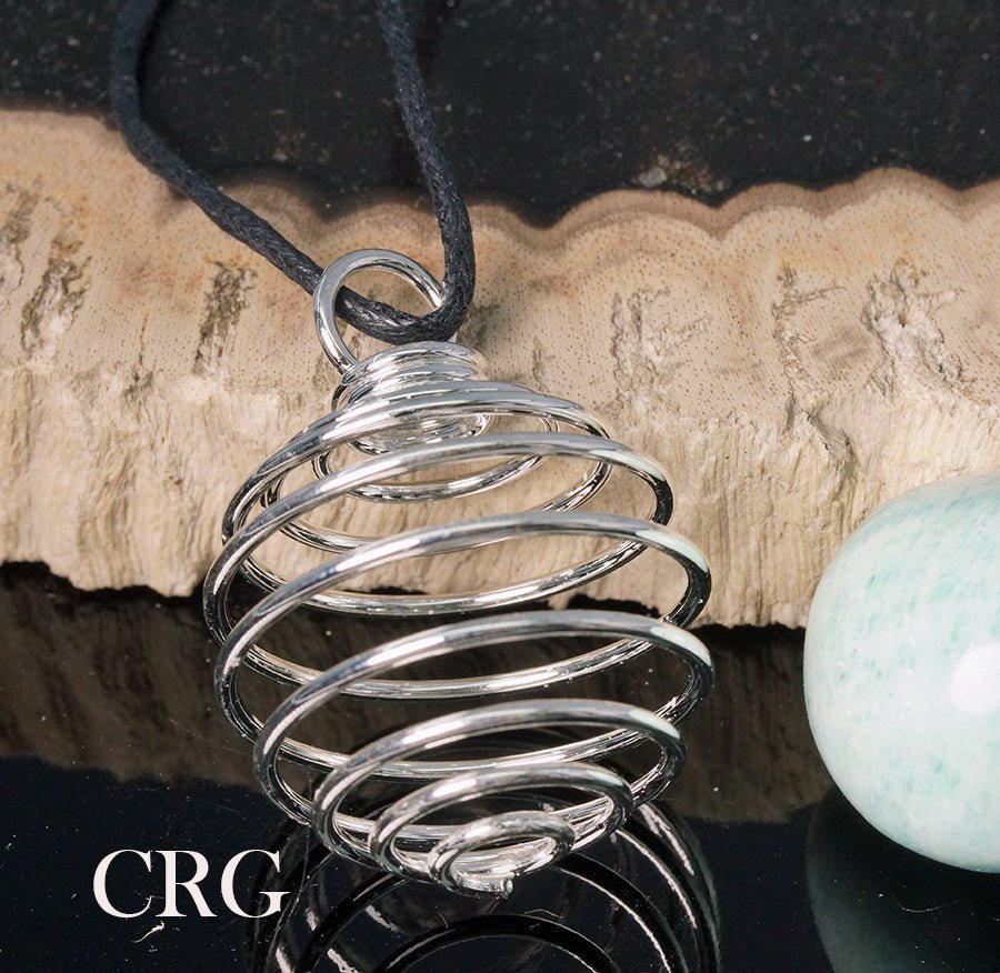 Silver Plated Round Spiral Cage Pendant (1.5 Inches) (5 Pieces)
