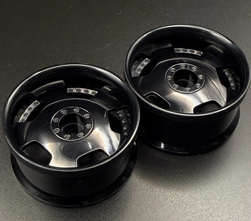 Euro VIP Dish Style 1/10 Black Rims, 8mm Offset