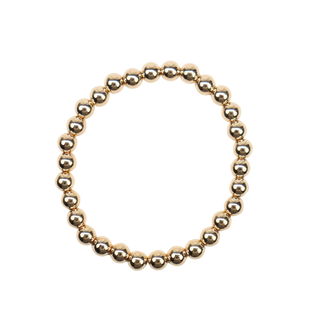 Stretchy Gold-Fill Beaded Bangle Bracelets, 14/20 Gold-Filled, 6.5" Diameter