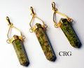 Unakite Point Pendant with Gold-Plated Swivel Bail (1 Piece) Size 2 Inches