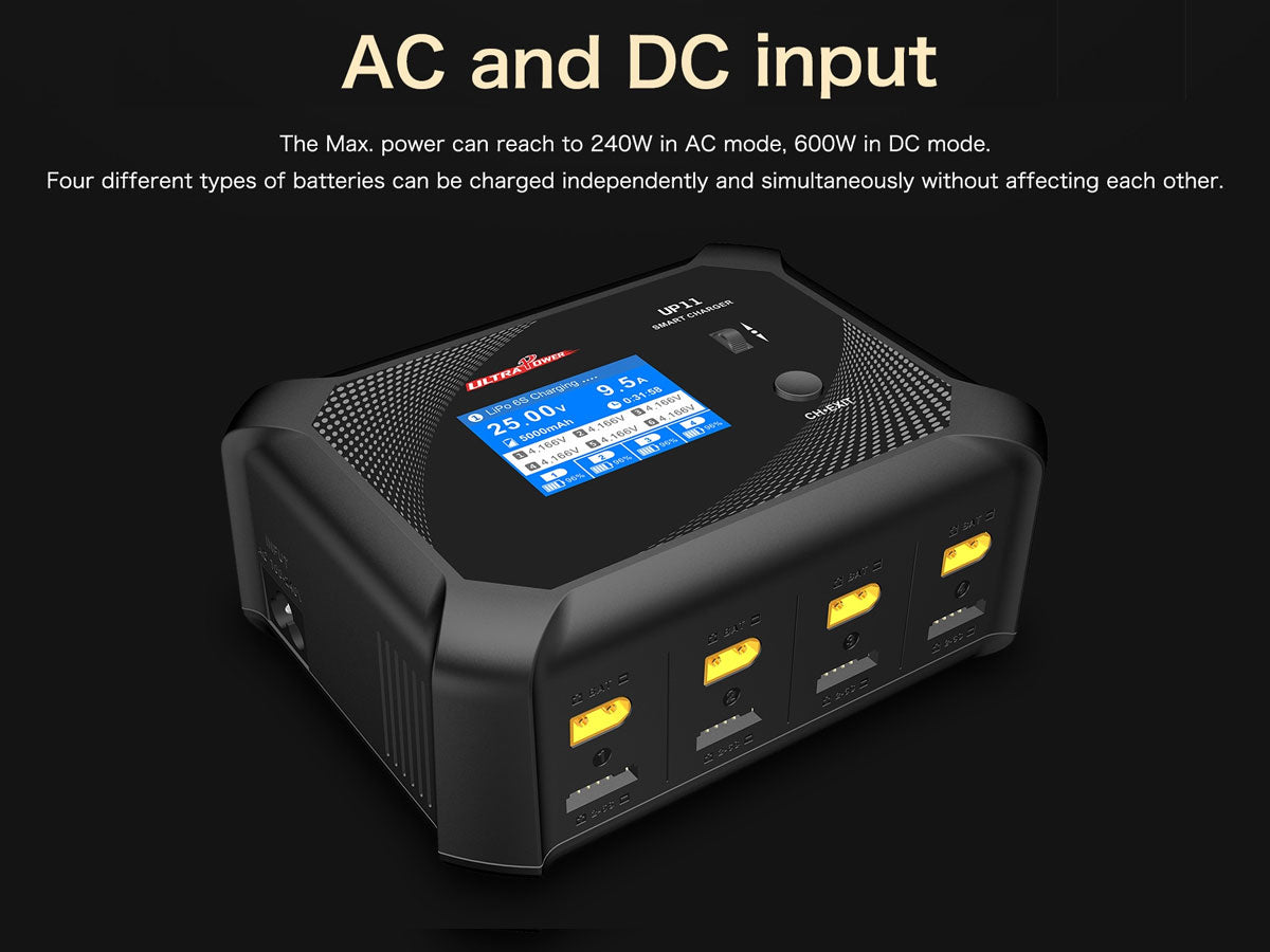 Ultra Power - UP11 AC 240W / DC 600W 4-Port Multi-Chemistry AC/DC Charger
